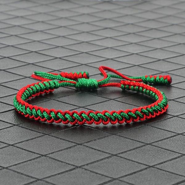 Chaîne à maillons Tibétain Bouddhiste Porte-Bonheur Bracelets Bracelets Pour Femmes Hommes Noeuds Faits À La Main Vert Corde Rouge Cadeau De Noël Bracelet BijouxL