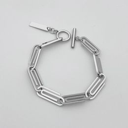 Bracelet géométrique en titane et acier, chaîne à maillons rétro pour hommes et femmes, trombone en acier inoxydable, tempérament Simple