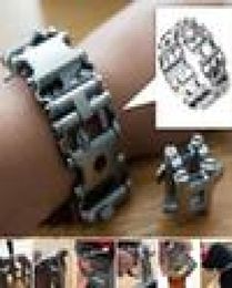 Chaîne de liaison voyage convivial portable Multitool Hommes femmes bijoux en acier inoxydable bracelets bracelets drop1593277