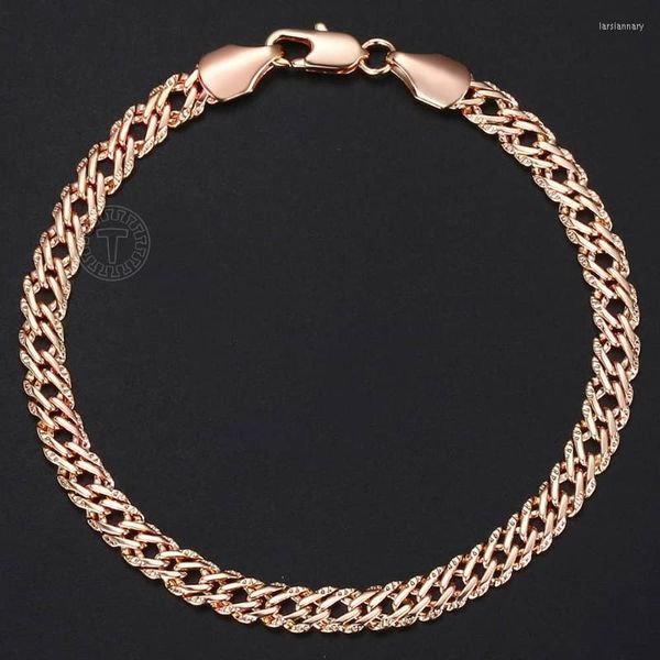 Chaîne à maillons Trendsmax 5mm Bracelets Pour Femmes Filles 585 Or Rose Vénitien Gourmette Femme Mode Bijoux De Fête 18cm 20cm KGB428Lien Lars22