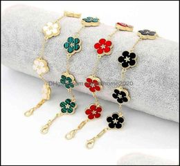 Link Chain Trendy Vintage Charm Clover Bracelet Colorf Ladies 5 Plum Bossom Flowers Bangles Sieraden voor vrouwen Drop levering 2021 B5593364