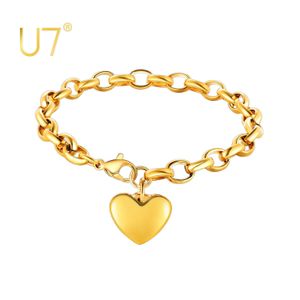 Lien Chaîne U7 Coeur Charme Bracelet En Acier Inoxydable Réglable Câble Lien Chaîne Bracelets Mère Fille Bijoux Cadeau G230222