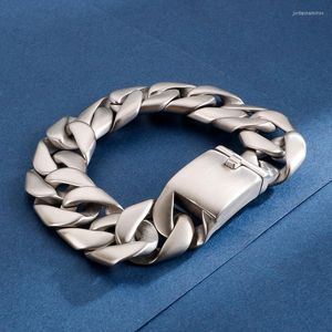 Bracelet cubain en acier inoxydable brossé mat pour hommes, chaîne à maillons Vintage, épais et épais, bijoux de haute qualité, accessoires 2022