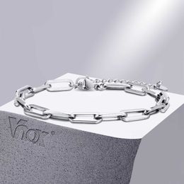 Link Chain VNOX 5mm Paperclip kettingarmband voor mannen Casual Stijlvolle rechthoekverbindingen Polsband Verstelbare keten Sieraden G230208
