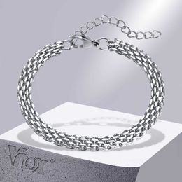 Chaîne à maillons Vnox élégant maille chaîne Bracelets pour hommes ne se décolore jamais en acier inoxydable 6MM de large lien bracelet cadeau bijoux G230208