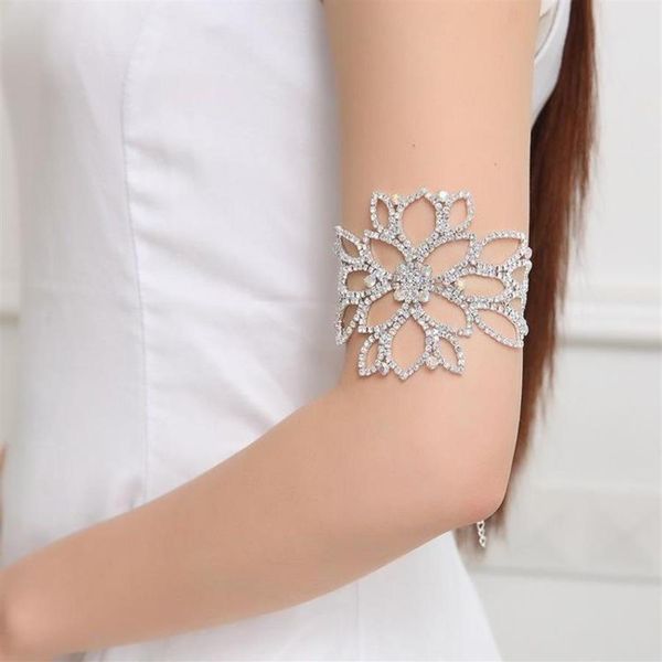 Cadena de eslabones para boda, pulsera nupcial para mujer, joyería para brazo, brazalete superior con diamantes de imitación, tobillera para tobillo, pulseras 2468