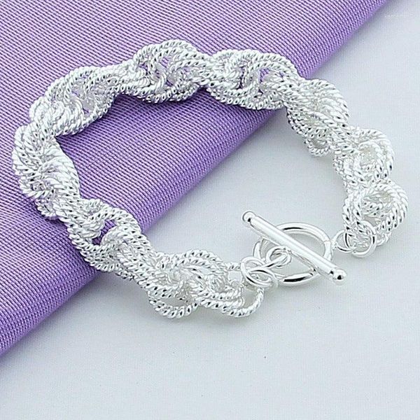 Lien chaîne prix de gros 925 en argent Sterling trois anneaux Bracelet pour femmes hommes à la mode bijoux manchette Top qualité Kent22