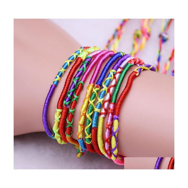 Lien chaîne en gros femmes hommes bricolage charme corde bracelet couleur aléatoire bijoux lots tresse brins amitié cordon cadeau fait main drop d dhsru