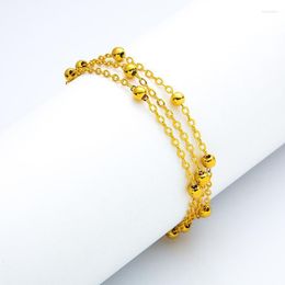 Lien chaîne femmes Bracelet poignet perles or jaune rempli assez Simple Style fille dame bijoux cadeau Kent22