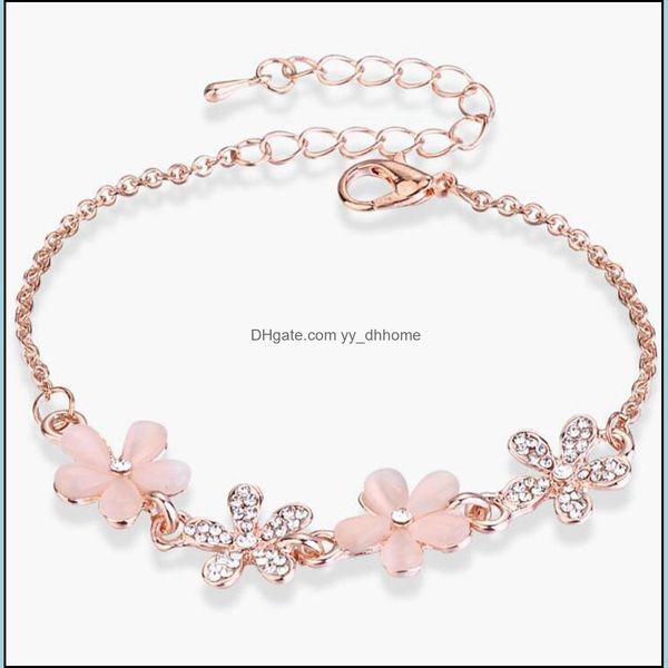 Lien Chaîne Femmes Fleur Lien Cheville Bracelets Oeil De Chat Opale Chaîne Cheville Mode Charme Accessoires À La Mode Bracelets Bijou Dhseller2010 Dhckf