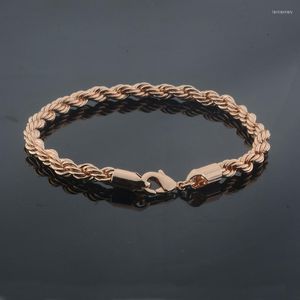 Link Chain Women Heren 585 Rose Gold kleur armband Weaving touw chic ketens polsband kreeft clasp juwelierlink lars22