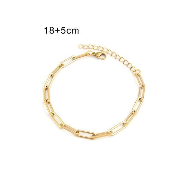 Lien, chaîne Femmes Bracelet mince en acier inoxydable 4 mm Long O Gold Color de Moda Boho Cadeau