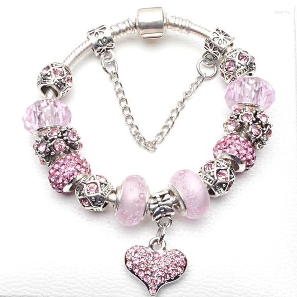 Chaîne à maillons Yexcodes tibétain argent rose breloque dame Bracelet bricolage pendentif en forme de coeur marque Bracelets sortie d'usine GiftLink Fawn22