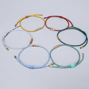 Link Chain ZG Bracelet Bangles For Women Men Men Boeddhisme Handgemaakte Tibetaanse koperen Kralen Lucky Rope Wax Draad Pol sieraden Cadeau G230222