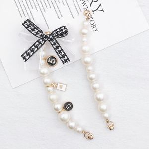 Linkketen Ziccowong gesimuleerde Pearl bowknot bracelert lanyard mobiele telefoon vrouwen kralen mobiele telefoonhoes hangende sieraden