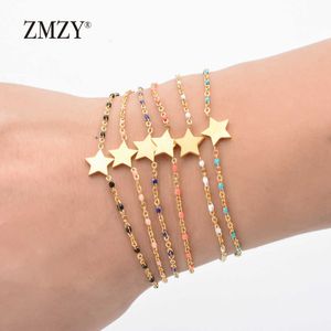 Link Chain Zmzy 6pcs/veel gemengde kleur boho star charmelarmband goud kleur link keten sieraden roestvrijstalen armband vrouwen accessoires g230222