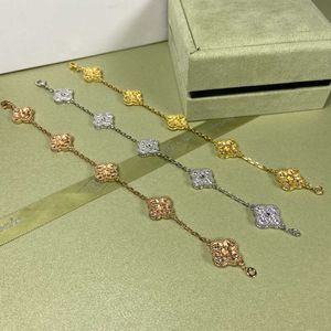 Link Designer sieraden luxe armbandketen Vanca caleidoscoop 18k gouden busje klaver armband met sprankelende kristallen en diamanten perfect cadeau voor vrouwen meisjes gqie