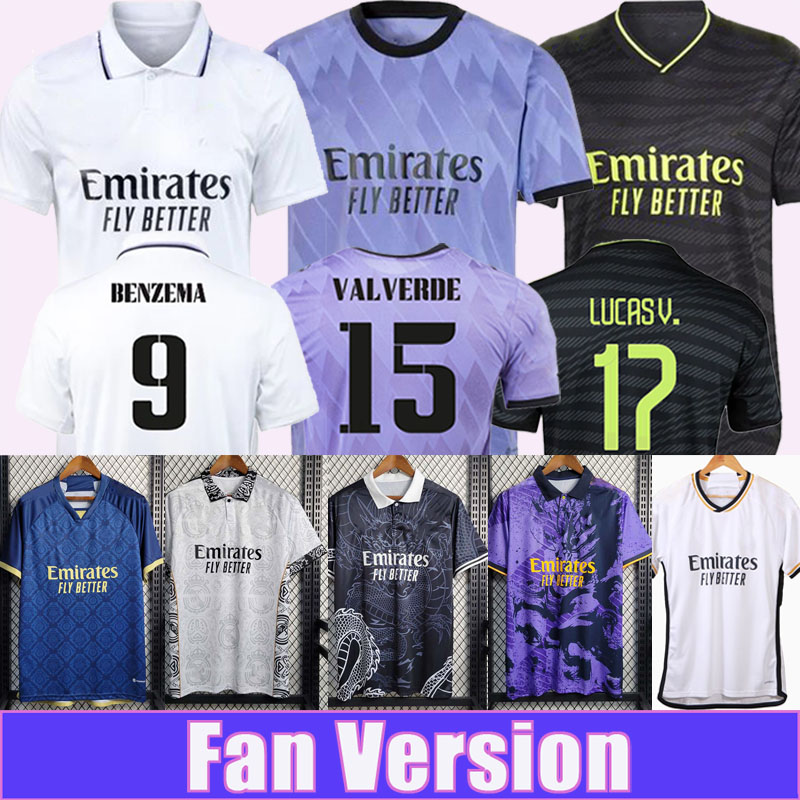 22 23 Maillots de football pour hommes du Real Madrid MODRIC ASENSIO HAZARD KROOS BENZEMA MARIANO CARVAJAL Domicile Extérieur 3ème Maillots de football Uniformes à manches courtes