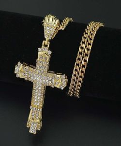 Link Hip Hop Cross Popular Diamond Studded Pendant Men039S kettingen3664319