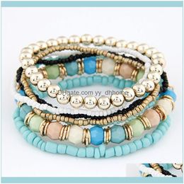 Link, Jewelrylink, Chain Bohemia Mix And Match Beads ArmbänderArmreifen für Frauen Elastic Force Mehrschichtige Retro-Armbänder Handgefertigte Perlen