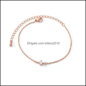 Enlace Joyería Cadena de enlace Delicada Pulsera redonda de circón ajustable para mujer Pulseras de oro con dijes Joyería de cristal para mujer Regalos del día de San Valentín D