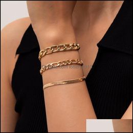Link JewelryLink -keten Ingemark Vintage Cubaanse slangenslot Bracelet Femme Boheemse geometrische mtilayer armbanden ingesteld voor vrouwenjuwelenfeest