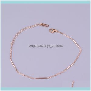 Link, juwelierlink, ketting internet sieraden rose goud roestvrij staal sier kleur ronde bar link armbanden vrouwen houden van armbanden drop levering 2