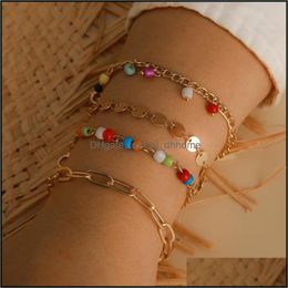 Link, juwelierlink, ketting mtilayer bohemia colorf kralen armbanden set pailletten guba ketens voor vrouwen mode feest cadeau sieraden 6pcs/set14600