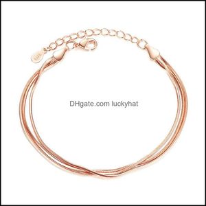 Enlace Jewelrylink Chain Rose Gold / Sier Color aleación Mtilayer pulseras Snake Charm para mujeres personalidad joyería Drop Delivery 2021 As8Ht