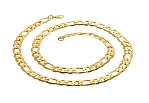 Link Luxury Men039s en Women039S Fashion Link Figaro Hip Hop Style 18K Gold Poled Chain Necklace3213262