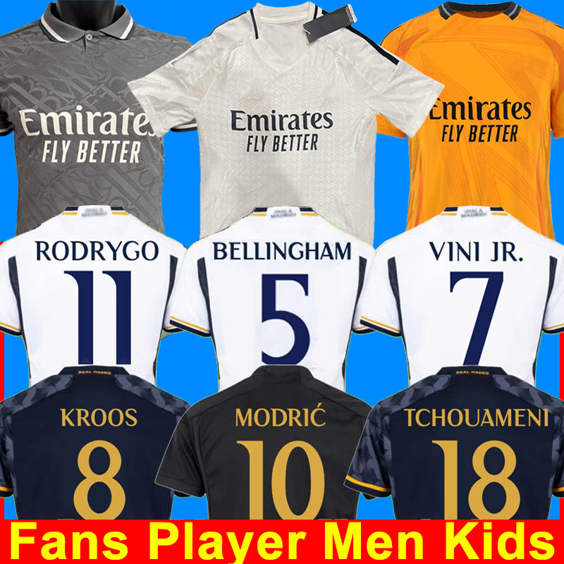 23 24 25 Mbappe Real Madrids Soccer Jersey 2024 2025 Bellingham Vini Jr Camaveringa Modric Rodrygo Football Shirt Player Version Camiseta Men Kid Kit Uniforms