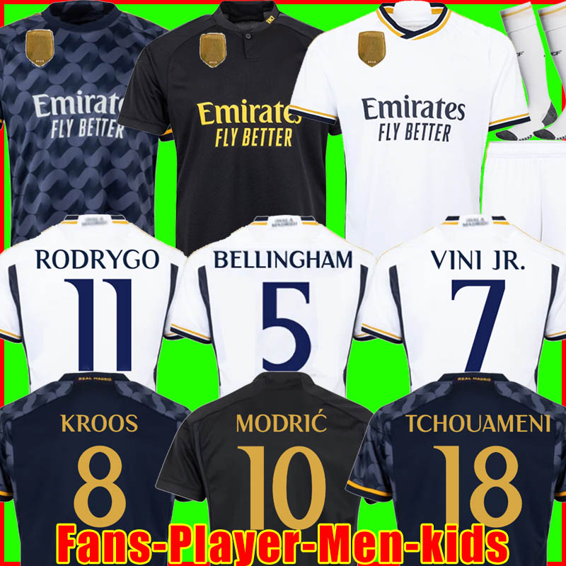 Maglia da calcio REAL MADRIDS 23 24 BELLINGHAM maglia da calcio 2023 2024 VINI JR CAMAVINGA TCHOUAMENI VALVERDE MODRIC kit da uomo per bambini