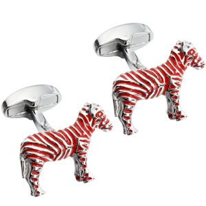 Links Brand Hawson Animal Cufflinks Interessante rood gestreepte Zebra Cuff Links Hoogwaardige herenhemdaccessoires Beste geschenken voor mannen