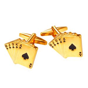 Liens Collare Joueur de poker bout de poignard pour hommes Gold Color Men Bijoux Cartes à jouer des boucles de pointe de haute qualité