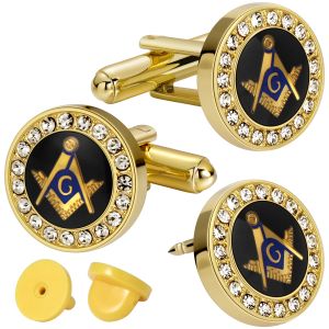 Liens Freemason Masonic Tie Clip et boutons de manchette pour hommes, boîte cadeau emballée, bijoux pour hommes ou accessoires, cadeaux maçonniques pour hommes.