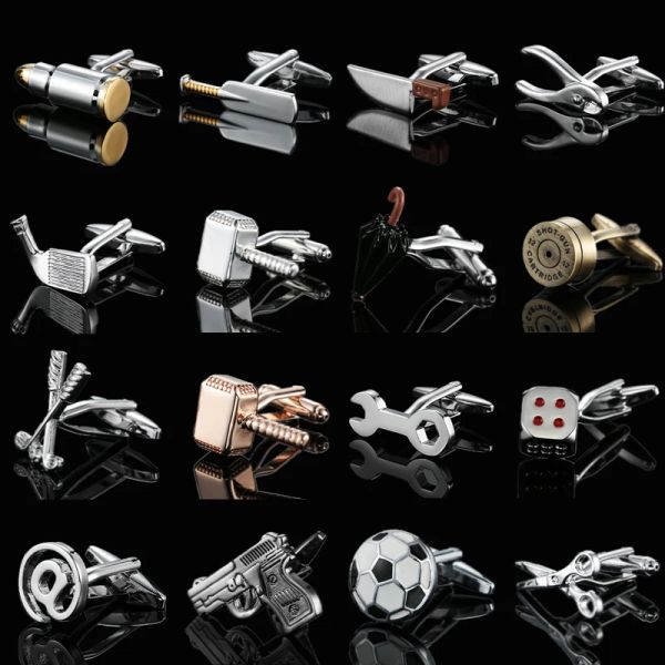 Liens de la série Sports de qualité de marque de haute couture Bullet Golf Couffettes de manchette Fashion Men French Shirt Cufflinks Wholesale / Retail