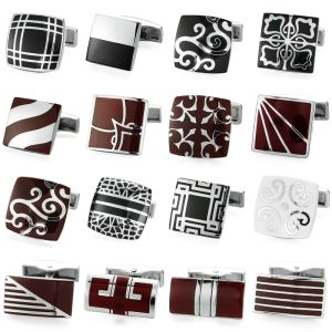 Links hoogwaardige Franse shirt manchetknopen Black Red White Email Cuff Links Men's Tie Clip Cuff Links Sieraden geschenken voor succesvolle mannen