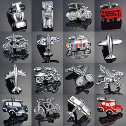 Verbindt Nieuwheid Voertuig Motorfietsen/fietsen/Racing/Cars Cufflinks Vliegtuig/Wooden/Horse/Bus Modellering Heren Franse shirts Cuff Links