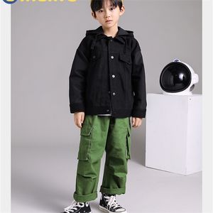Linling Casual Children Black kleding jongen Koreaanse mode jassen herfst streetwear windjack Harajuku Coats P260 LJ201128