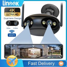 Linook ICSEE Outdoor IP-beveiligingscamera CCTV Draadloos Wifi 5x Zoom 8MP 4K Dubbele lens 180 Groothoek