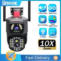 Linook V380 Pro 5MP Dual Lens CCTV PAN TILT WIFI Outdoor Wireless waterdichte 10x Zoom Monitoring Camera IP Beveiliging 360