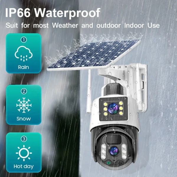 Linook V380 Pro WiFi 4K 8MP, cámara CCTV con energía solar, PTZ Outdoor Wireless, Call bidireccional, CCTV Security Camera