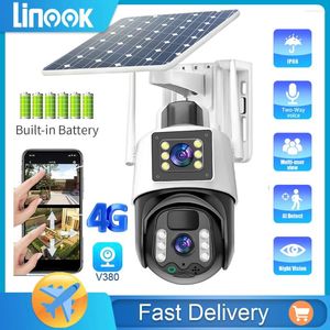 Linook V380Pro 4G carte SIM caméra de vidéosurveillance à énergie solaire PTZ extérieure sans fil 4K 8MP panneau de sécurité 10000 MAh