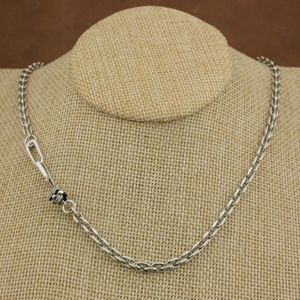 LINSION 4 mm vierkante schakelketting 925 sterling zilveren schedelhaaksluiting Charms ketting TA354852326