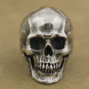 LINSION 925 Sterling Silver High Detail Skull Ring Mens Biker Punk Ring TA50 US Size 7~15 C18112301