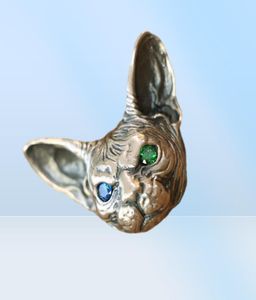 Linsion High Details 925 Sterling Silver Sphynx Cat Pendant Mens Biker Pendant TA113 JP4405467373584