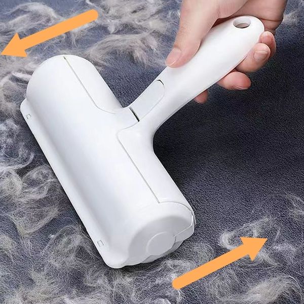 Lint Rollers Brosses Pet Hair Remover Roller 2Way Retrait Chien Chat Coller Pour Meubles Lit Canapé Tapis Vêtements Autonettoyant 230621