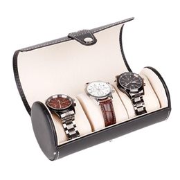 LinTimes nouvelle couleur noire 3 fentes boîte de montre étui de voyage poignet rouleau bijoux stockage collecteur Organizer286i