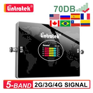 LinTratek 5 Band Signal Repeater B28 700 Amplificateur cellulaire B20 800 900 1800 2100 2600 MHz B7 LTE Téléphone cellulaire Booster 2G 3G 4G