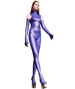 LinvMe Vrouwen Synthetische Latex Mouwloze Hoge Hals Zentai Cosplay Catsuit Rubber Bodysuit Jumpsuit Clubwear Body Suits Bodies6284274